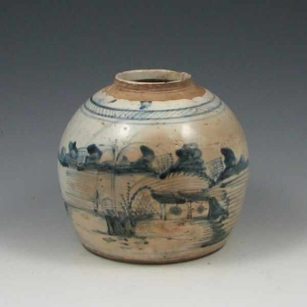 Appraisal: Blue Canton Export Stoneware Ginger Jar th to late th