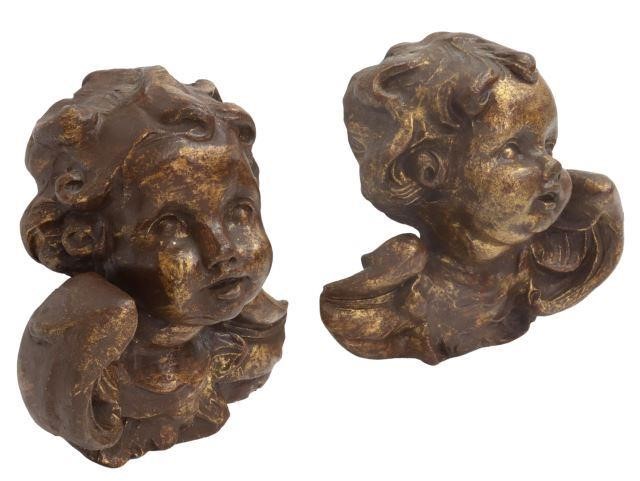 Appraisal: pair Italian parcel gilt and painted cast composite putti head