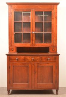 Appraisal: Pennsylvania Sheraton Walnut Two Part Dutch Cupboard h x -