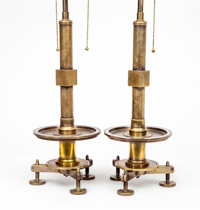 Appraisal: Pair of Lamps c Brass steel x in overall From