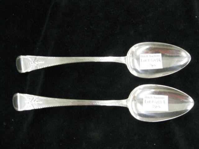 Appraisal: Georgian English Sterling Tablespoons pair long hallmarked by H S