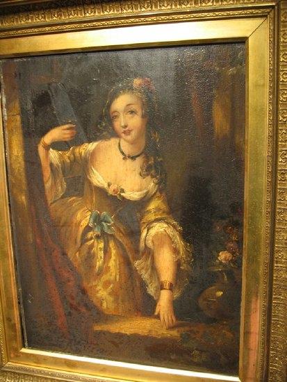 Appraisal: th th Century French School Young Lady Peering from an