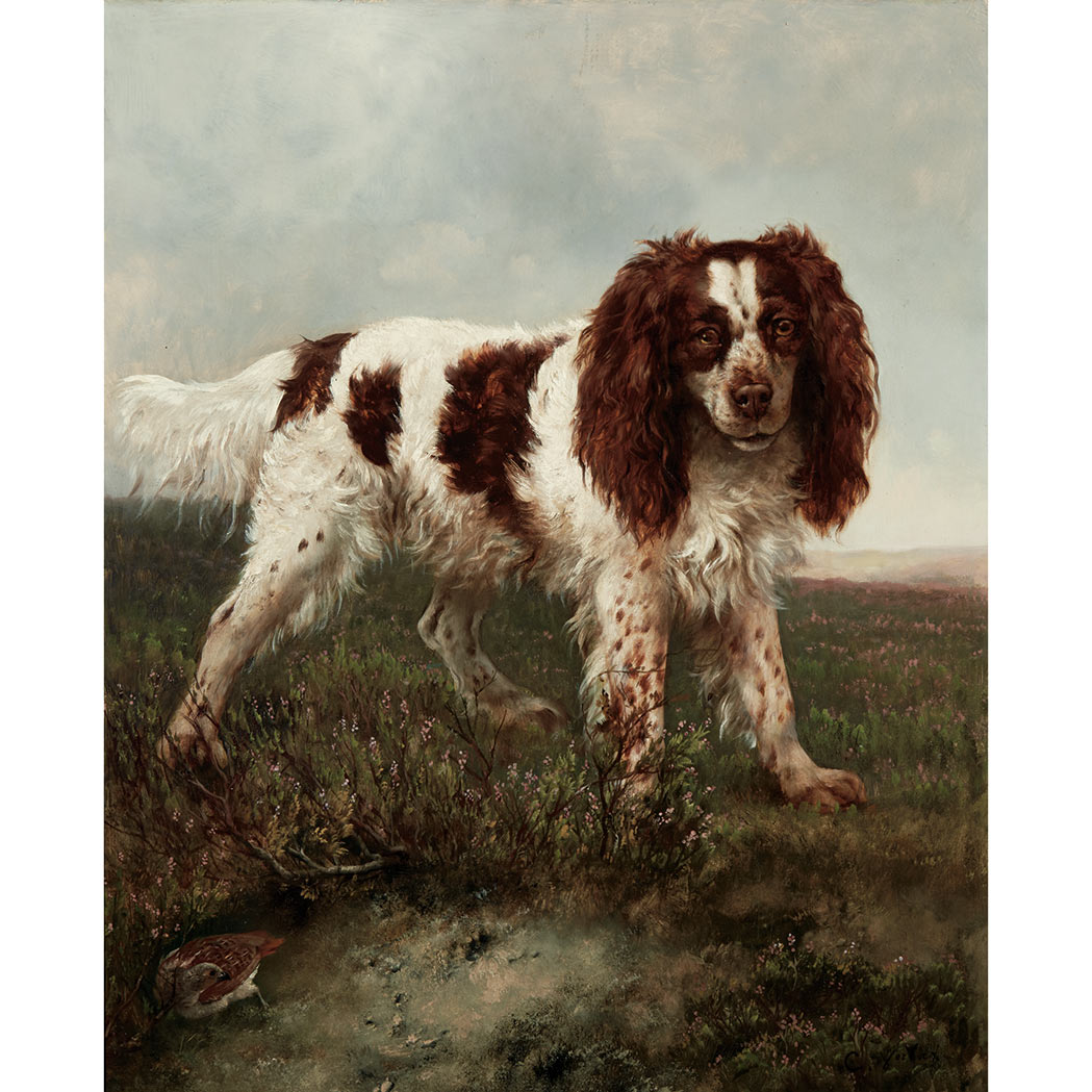 Appraisal: Charles Verlat Belgian - Spaniel and Partridge Signed C Verlat