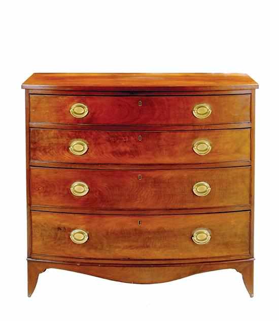 Appraisal: Hepplewhite mahogany bowfront chest of drawers possibly Maryland circa D-shaped