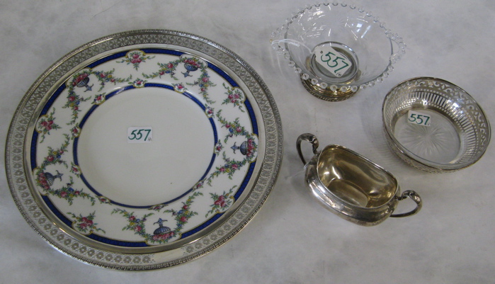 Appraisal: FOUR STERLING SILVER TABLE SERVING ITEMS a Royal Worcester Rosemary