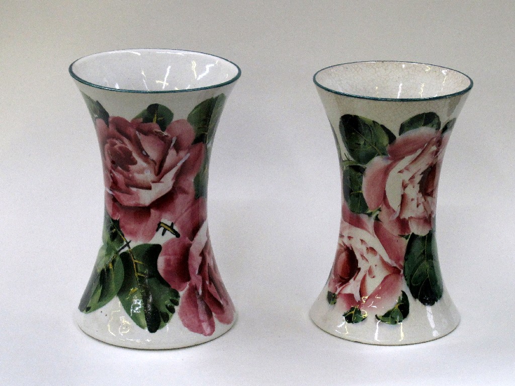 Appraisal: Two Wemyss Cabbage Rose decorated brush vases painted and impressed