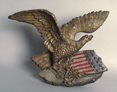 Appraisal: Painted plaster American eagle wall plaque late th c x