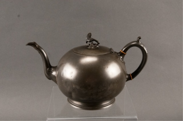 Appraisal: Pewter Tea Pot Bottom marked Wm Wythe High Street Edinburg