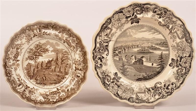 Appraisal: Two Staffordshire China American View Plates Two Staffordshire China American