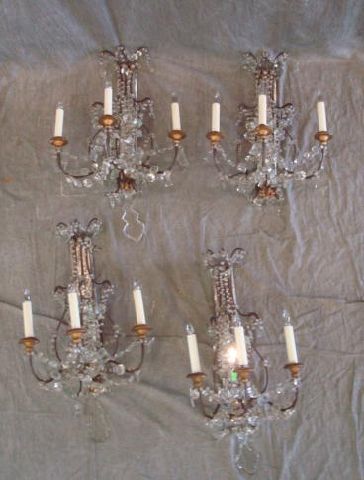 Appraisal: Mirrored Back Beaded Sconces A matching set From a Greenwich