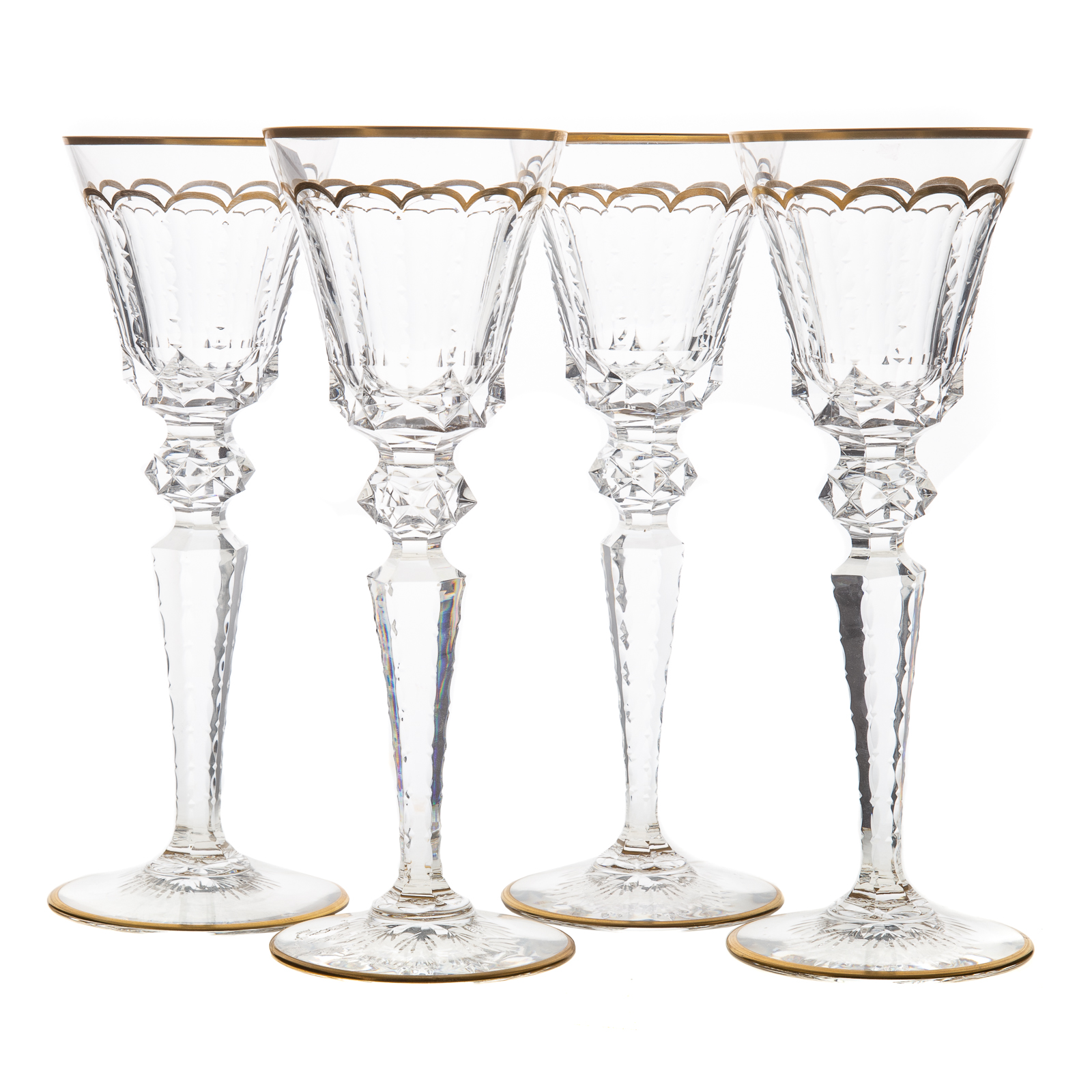 Appraisal: FOUR SAINT LOUIS CRYSTAL EXCELLENCE WATER GOBLETS Exquisitely molded and