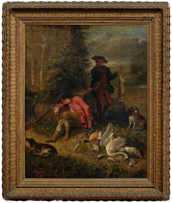 Appraisal: Painting attributed to De Gryeff two hunters resting after the