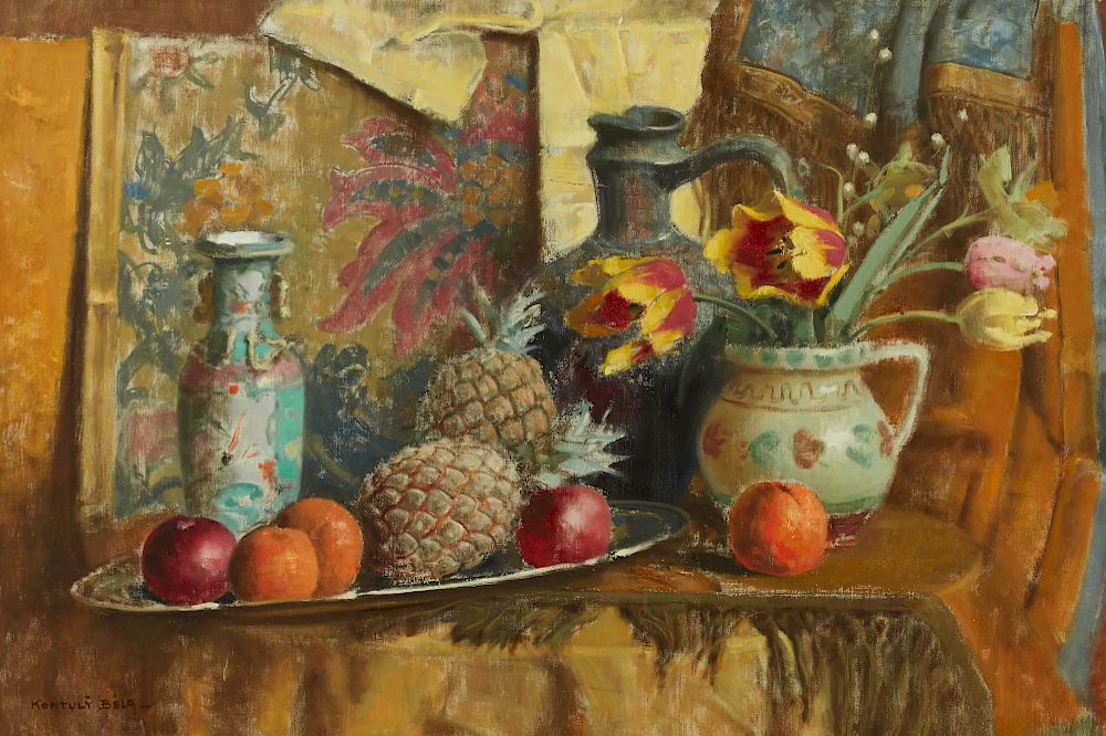 Appraisal: Bela Kontuly Still Life Oil on Canvas Bela Kontuly -