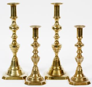 Appraisal: BRASS CANDLESTICKS TH C PAIRS BRASS CANDLESTICKS TH C PAIRS