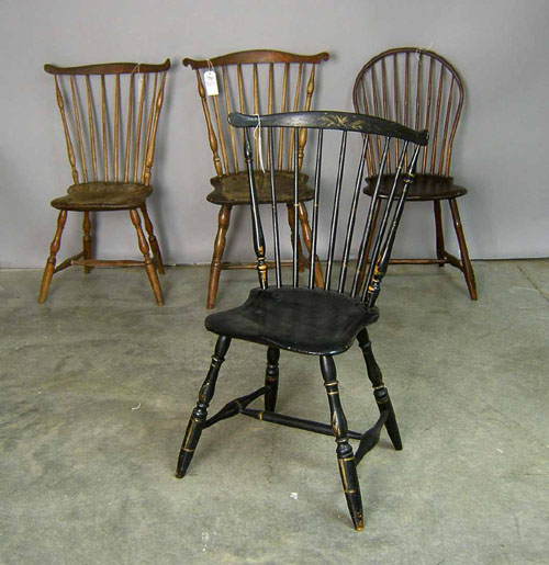 Appraisal: Four Windsor side chairs late th early th c