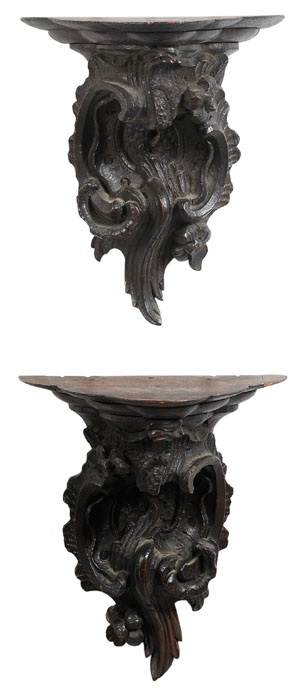 Appraisal: Pair Rococo Style Brackets probably British th century carved oak