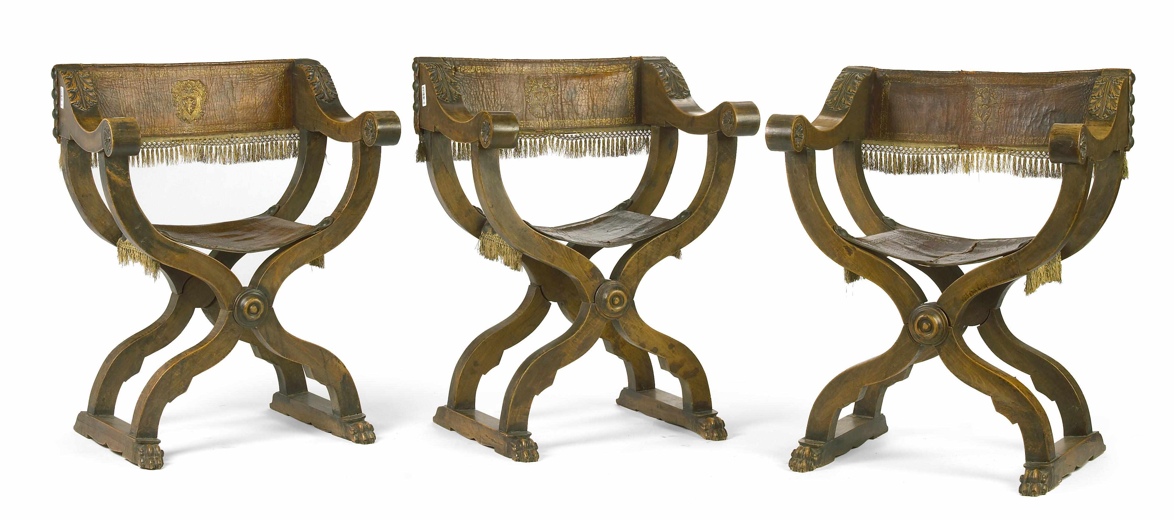 Appraisal: A group of three Savonarolla chairs height in width in