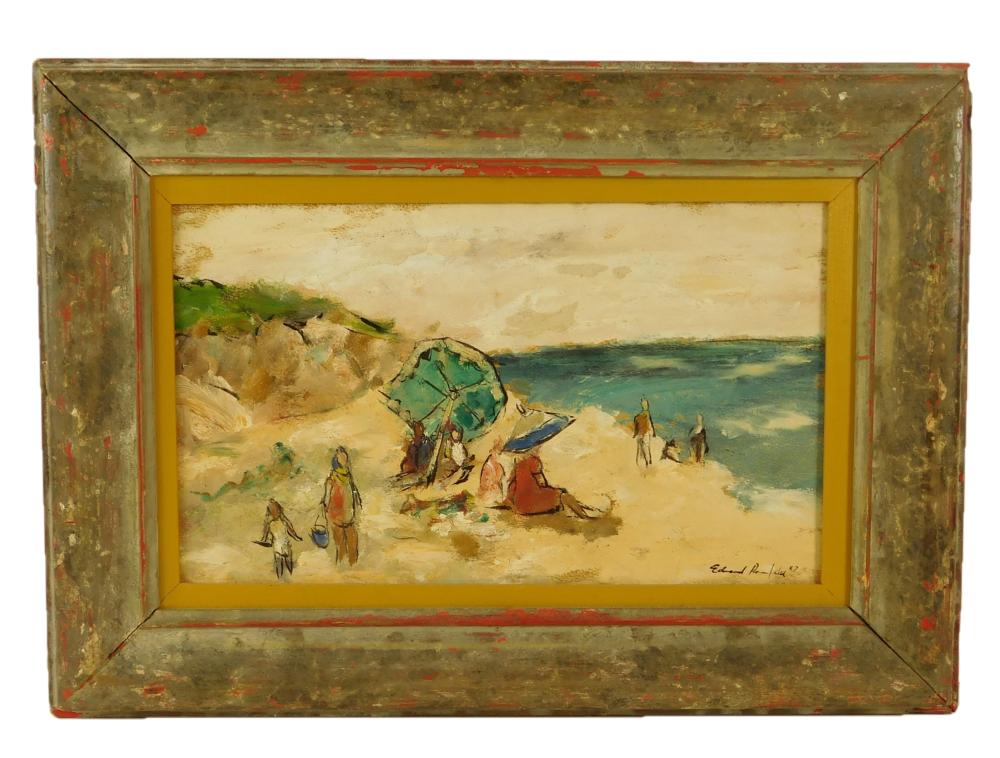 Appraisal: Edward Rosenfeld American - Green Umbrella oil on masonite depicts