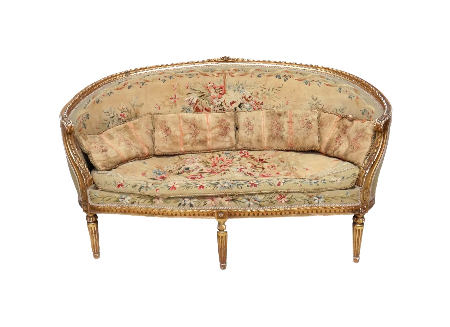 Appraisal: A French giltwood Aubusson upholstered salon suite late th early