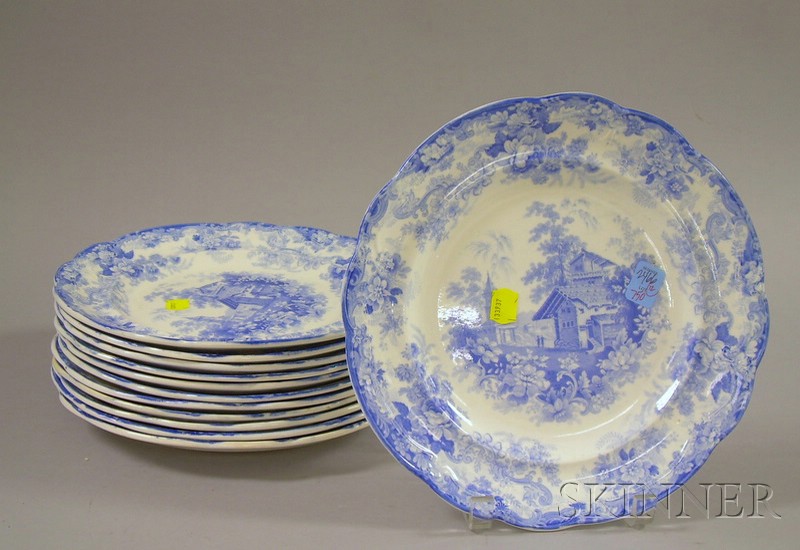 Appraisal: Set of Twelve Blue and White Transfer Decorated Genevese Pattern