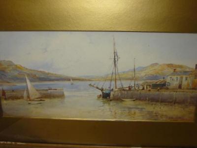 Appraisal: ARTHUR W PERRY Harbour Scene with Fishing Trawler and Sail