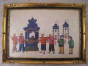 Appraisal: Chinese Body colour on rice paper titled 'Devotees in Processions'