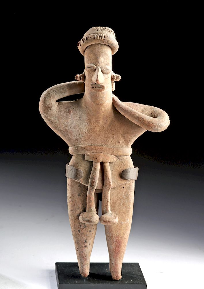 Appraisal: Colima Terracotta Flat Standing Figure - Unusual Pose Pre-Columbian West