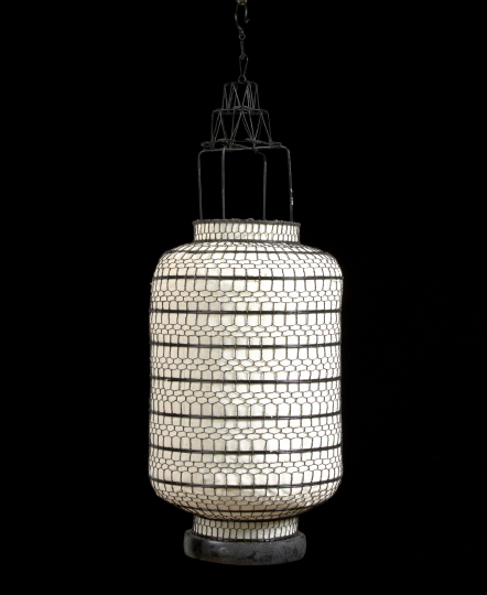 Appraisal: Contemporary Linen-Lined Wirework Lantern of cylindrical form in the Japonesque