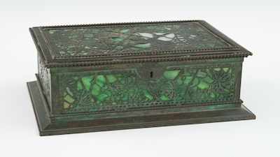 Appraisal: A Large Tiffany Studios Grapevine Jewelry Casket Rectangular shape bronze