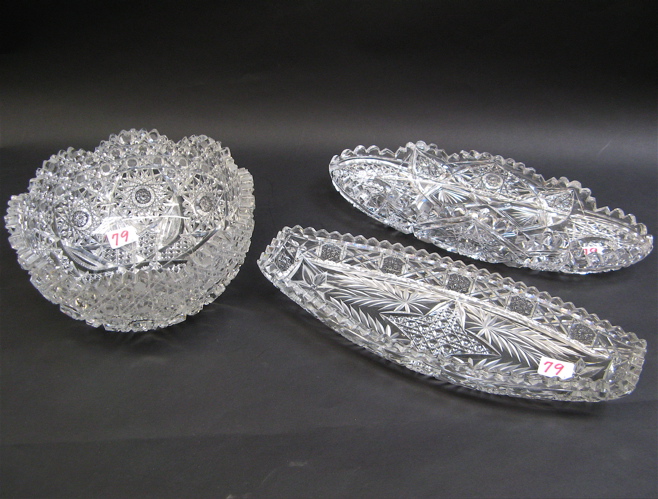 Appraisal: GROUP OF THREE AMERICAN CUT CRYSTAL TABLE ITEMS One is