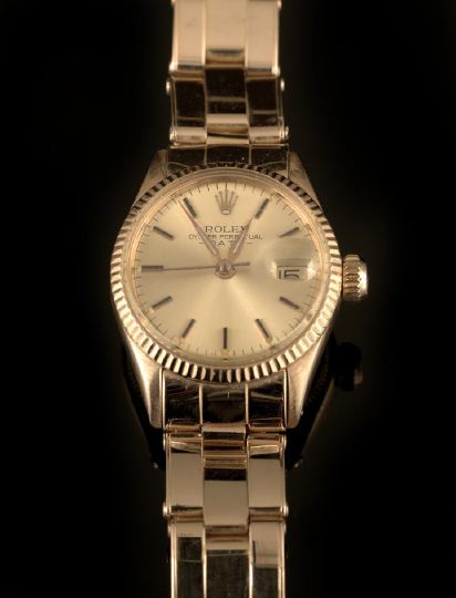 Appraisal: Rolex Lady's Eighteen-Karat Yellow Gold Oyster Perpetual Date Wristwatch with