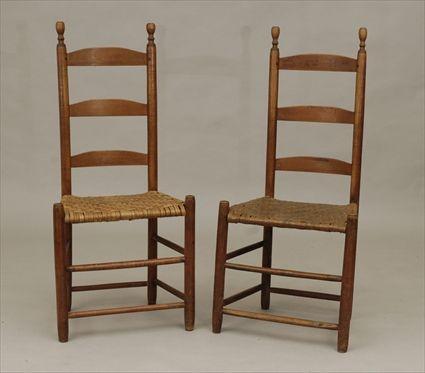 Appraisal: Pair of Shaker Ladder-Back Side Chairs