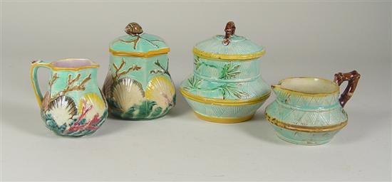 Appraisal: Majolica Earthenware Sugars Creamers One set in Majolica pattern of