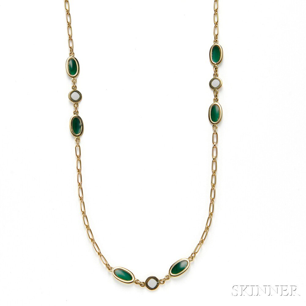 Appraisal: kt Gold and Enamel Necklace Bulgari Italy with green and