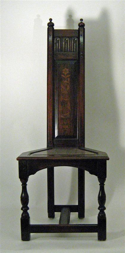 Appraisal: William and Mary style oak side chair Having a raised