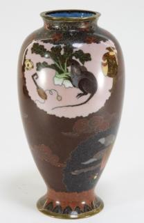 Appraisal: Japanese Cloisonne Ginbari Diminutive Rat Vase JAPAN TH CENTURY A