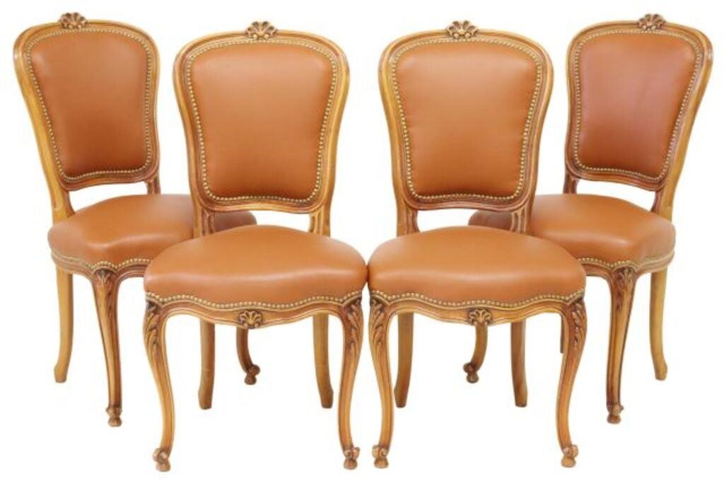 Appraisal: LOUIS XV STYLE UPHOLSTERED FRUITWOOD CHAIRS lot of Louis XV