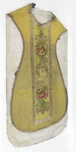 Appraisal: A Victorian chasuble with rose and scroll embroiding in the