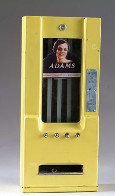 Appraisal: ADAMS CENT CHEWING GUM VENDING MACHINE Yellow enamel paint SIZE