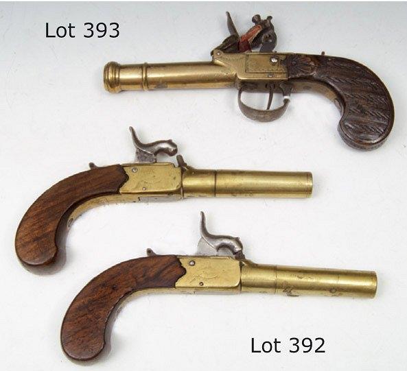 Appraisal: A PAIR OF LATE GEORGIAN ENGLISH PERCUSSION POCKET PISTOLS with