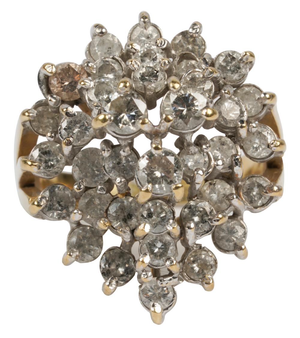 Appraisal: KARAT GOLD DIAMOND CLUSTER RINGcontaining full cut diamonds I-J I