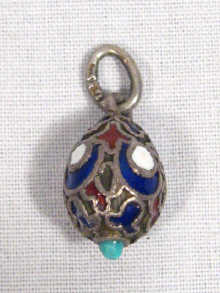 Appraisal: Russian Interest An antique silver cloisonne enamelled miniature egg marks