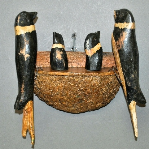 Appraisal: - Continental carved and paint decorated birds and nest prob