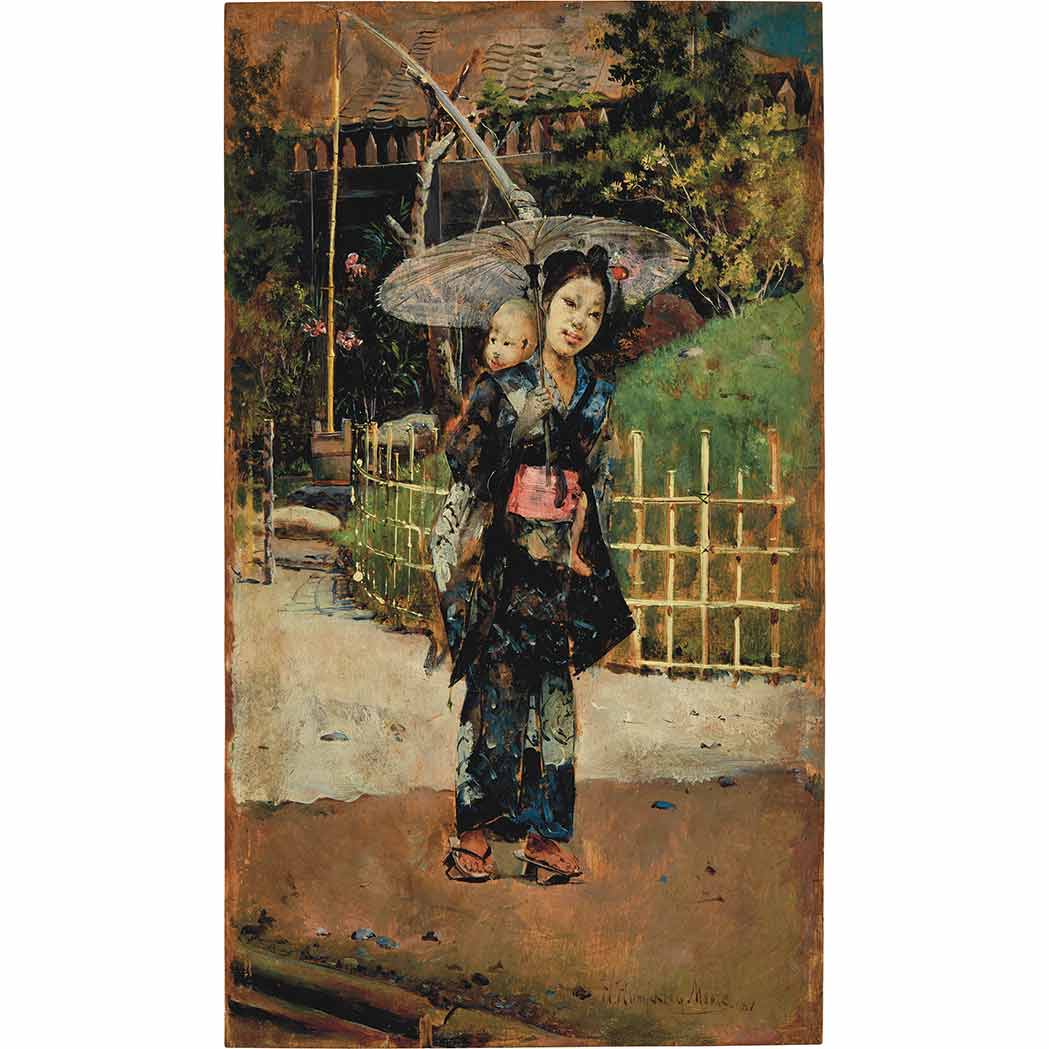 Appraisal: Harry Humphrey Moore American - Japanese Girl Promenading Signed H