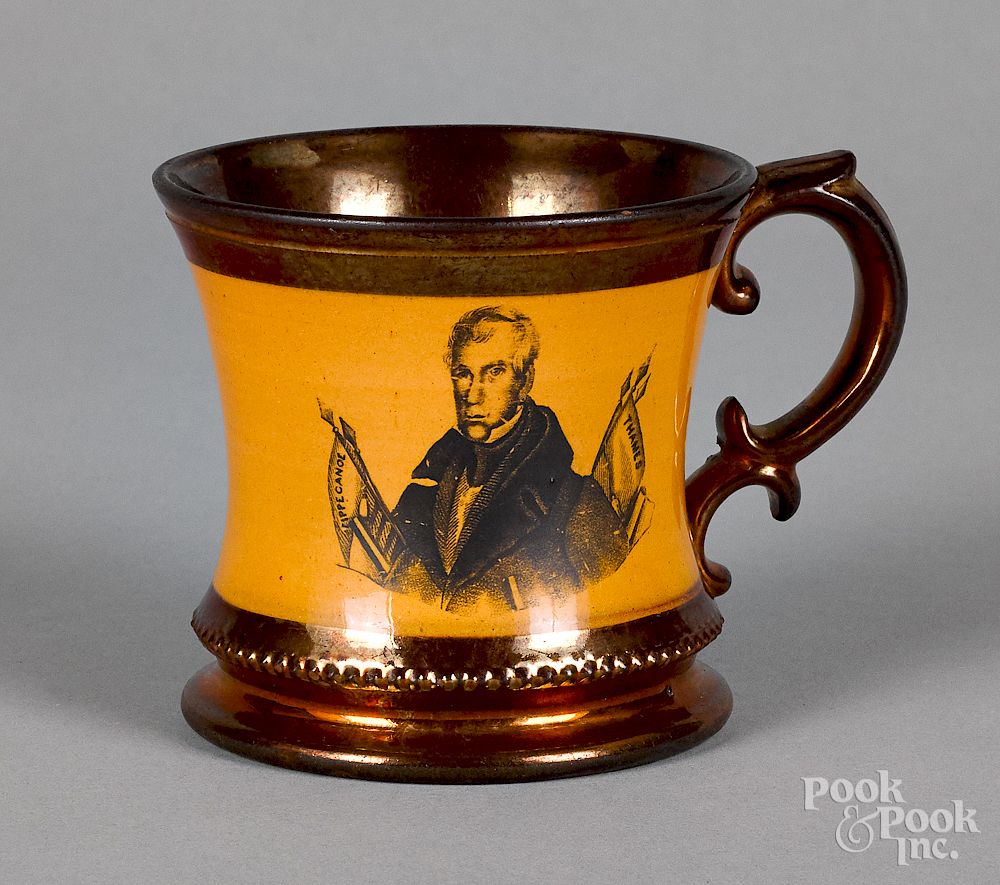 Appraisal: William Henry Harrison copper lustre mug William Henry Harrison copper