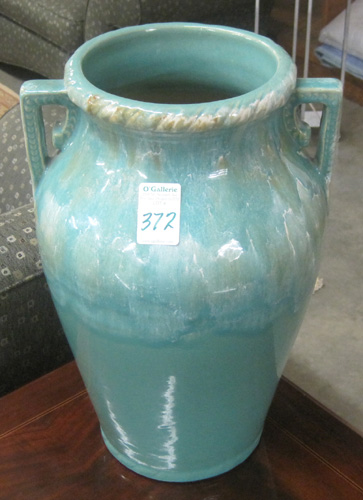 Appraisal: GREEN GLAZE STONEWARE POTTERY VASE attributed to the Robinson-Ransbottom Pottery