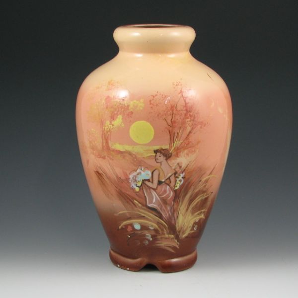 Appraisal: Rick Wisecarver vase with maiden with flower at sunset Signed