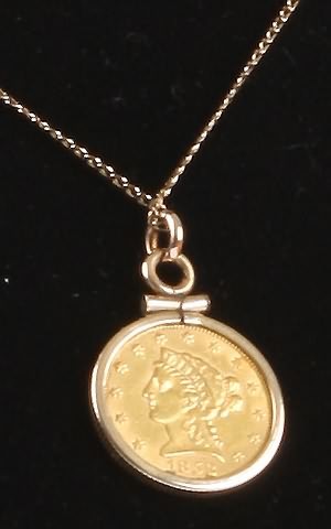 Appraisal: Liberty coin pendant dollar coin with chain Total gold weight