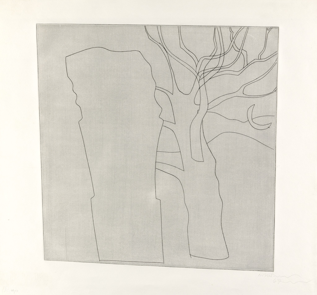 Appraisal: BEN NICHOLSON Tree Column and Moon Etching x mm x