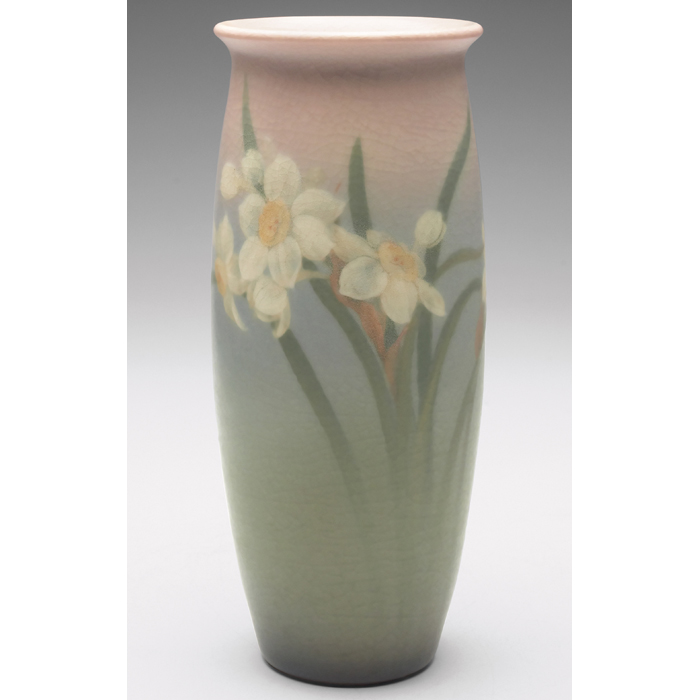 Appraisal: Rookwood vase tapered shape Vellum glaze with finely painted daffodils